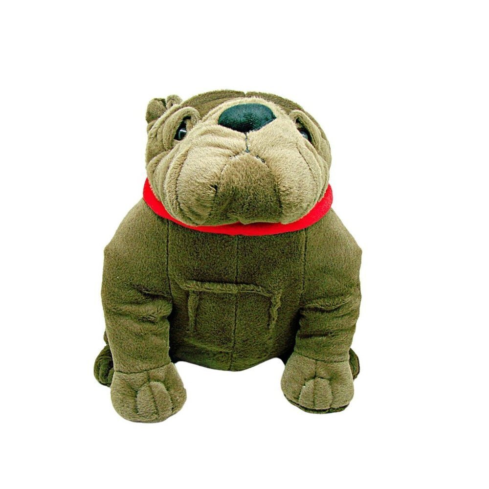 Dan Dee Collectors Choice Stuffed Plush Toy Bull Dog Collar 12" Tall Brown Tan